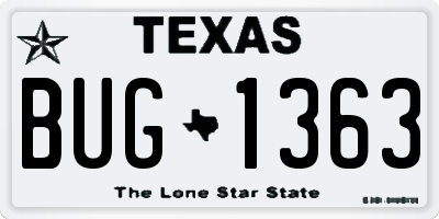 TX license plate BUG1363
