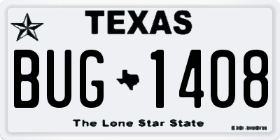 TX license plate BUG1408