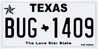TX license plate BUG1409