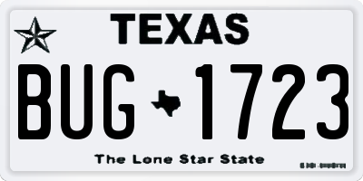 TX license plate BUG1723