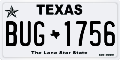 TX license plate BUG1756