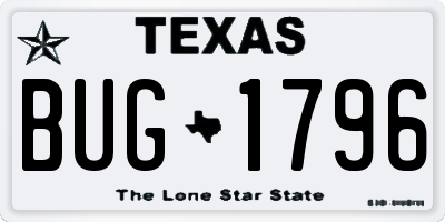TX license plate BUG1796