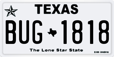 TX license plate BUG1818