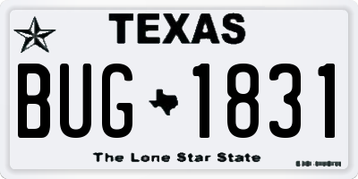 TX license plate BUG1831