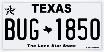 TX license plate BUG1850