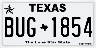 TX license plate BUG1854