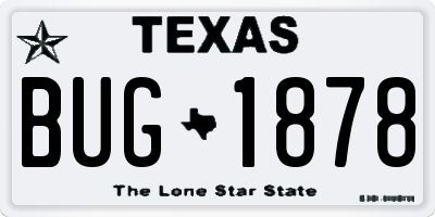 TX license plate BUG1878