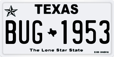 TX license plate BUG1953