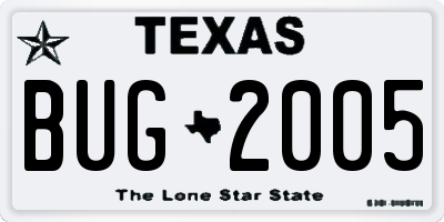 TX license plate BUG2005