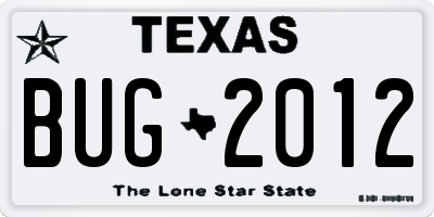 TX license plate BUG2012