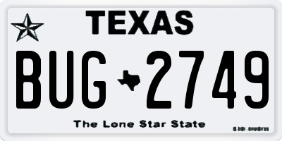 TX license plate BUG2749
