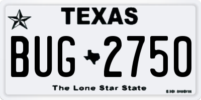 TX license plate BUG2750