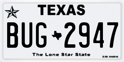 TX license plate BUG2947