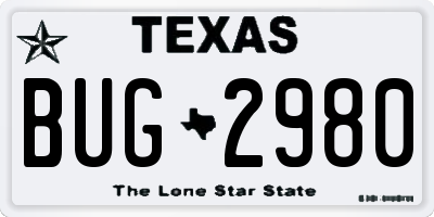 TX license plate BUG2980