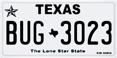 TX license plate BUG3023