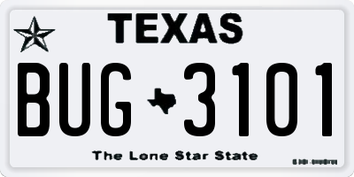 TX license plate BUG3101