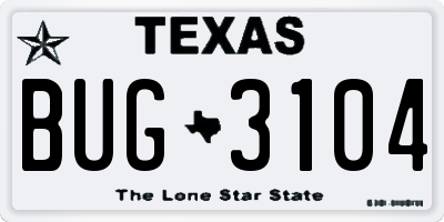 TX license plate BUG3104