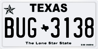 TX license plate BUG3138