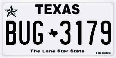 TX license plate BUG3179