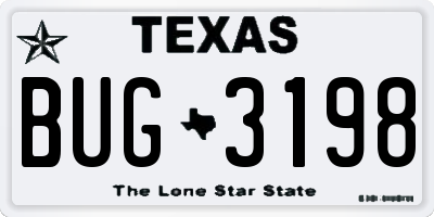 TX license plate BUG3198