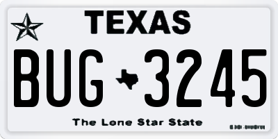 TX license plate BUG3245