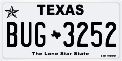 TX license plate BUG3252