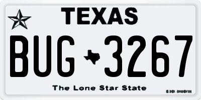TX license plate BUG3267