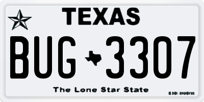 TX license plate BUG3307