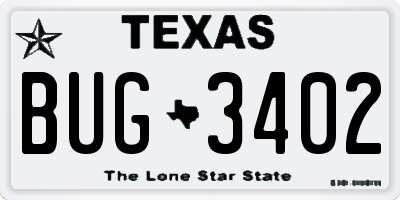 TX license plate BUG3402