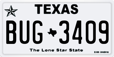 TX license plate BUG3409