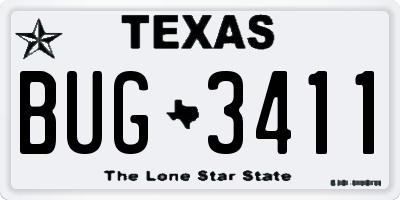 TX license plate BUG3411