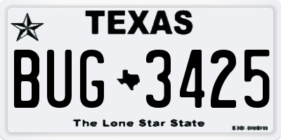 TX license plate BUG3425