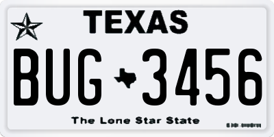 TX license plate BUG3456