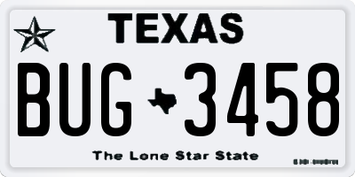 TX license plate BUG3458