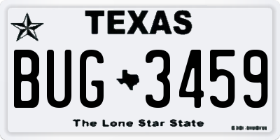 TX license plate BUG3459