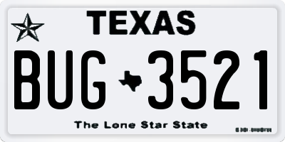 TX license plate BUG3521