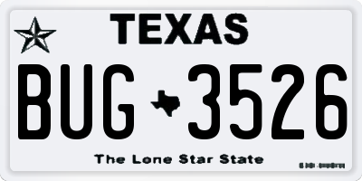 TX license plate BUG3526