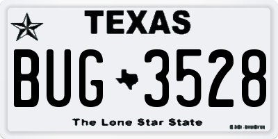 TX license plate BUG3528