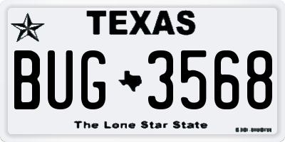 TX license plate BUG3568