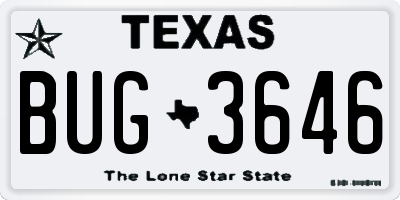 TX license plate BUG3646