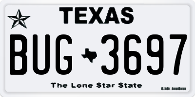 TX license plate BUG3697