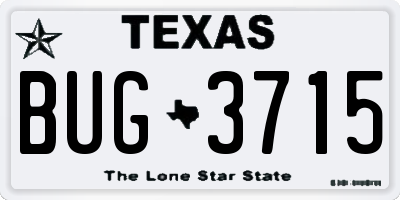 TX license plate BUG3715
