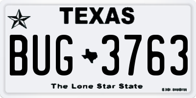 TX license plate BUG3763