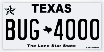 TX license plate BUG4000