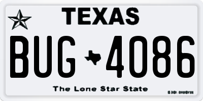 TX license plate BUG4086