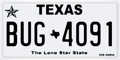 TX license plate BUG4091