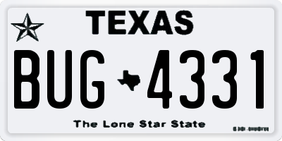 TX license plate BUG4331