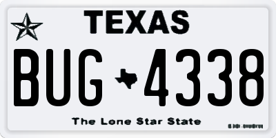 TX license plate BUG4338