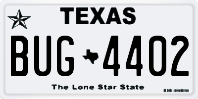 TX license plate BUG4402