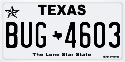 TX license plate BUG4603